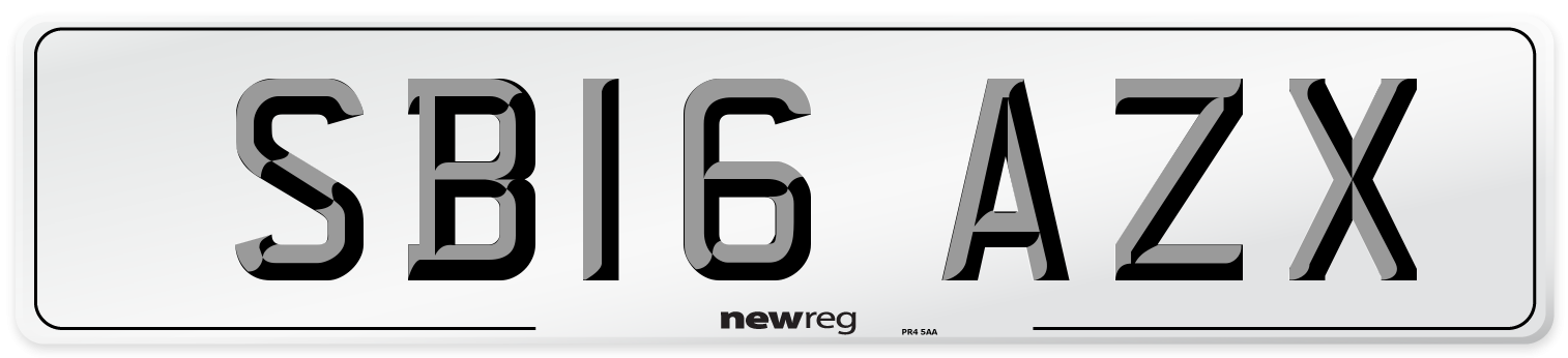 SB16 AZX Number Plate from New Reg